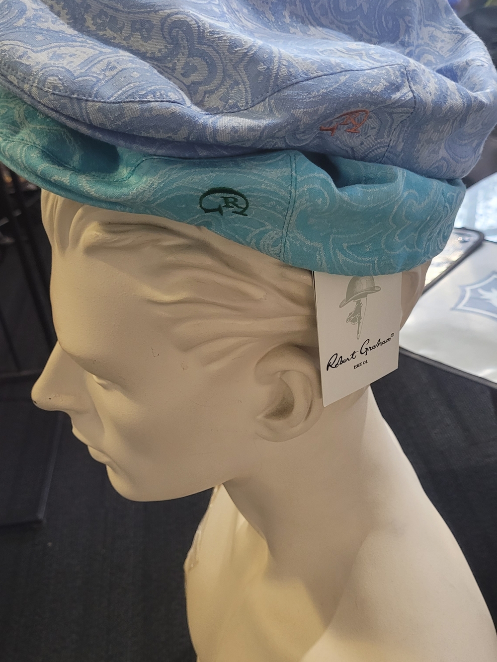 Robert Graham Paisley Print Reversible Bandana Hat - Blue & Teal